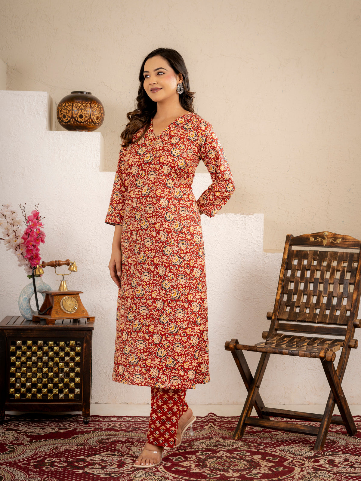 Click to view full screen Rustic Charm Floral Printed Kurta Pant Set
