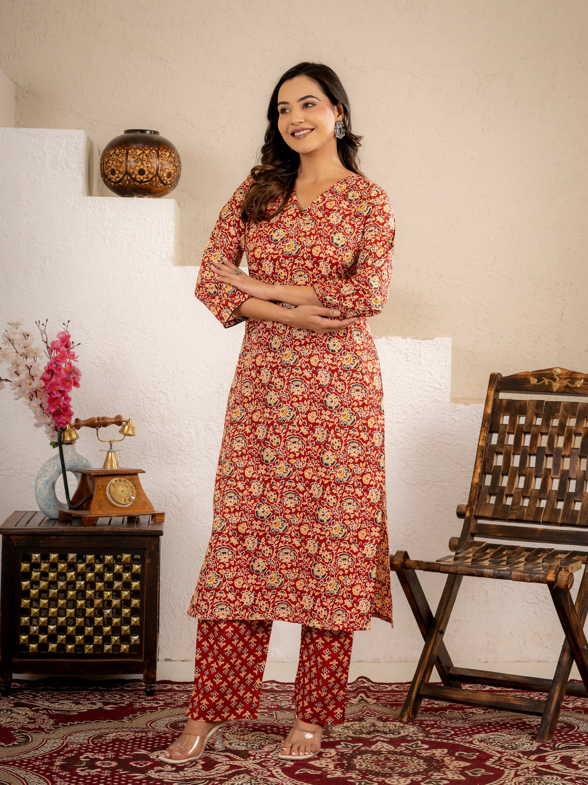 Click to view full screen Rustic Charm Floral Printed Kurta Pant Set