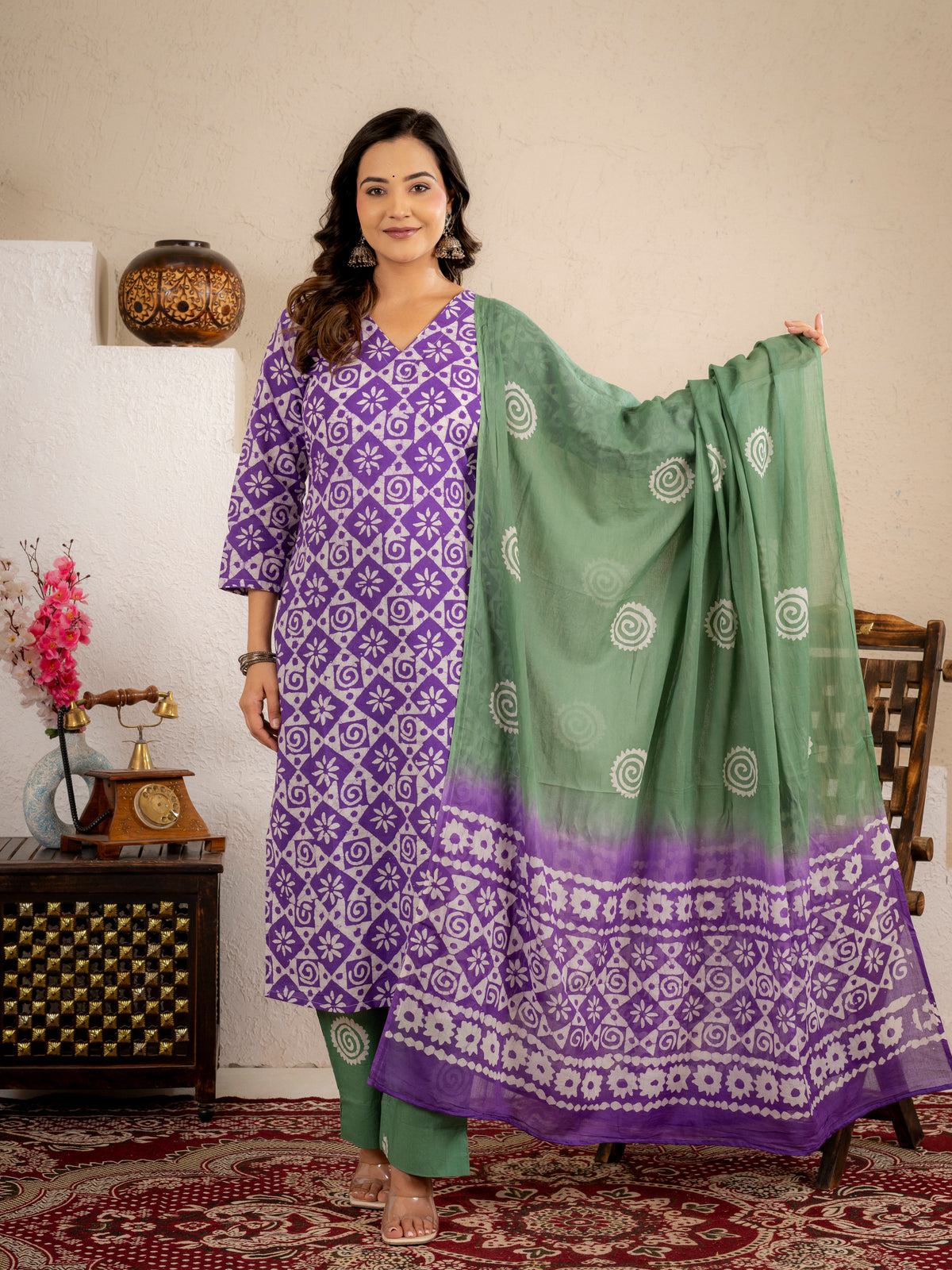 Click to view full screen Lavender Aura Cotton suit Set