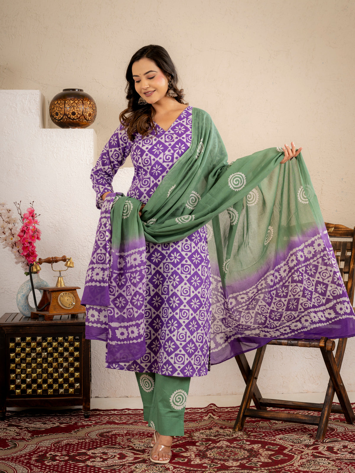 Click to view full screen Lavender Aura Cotton suit Set
