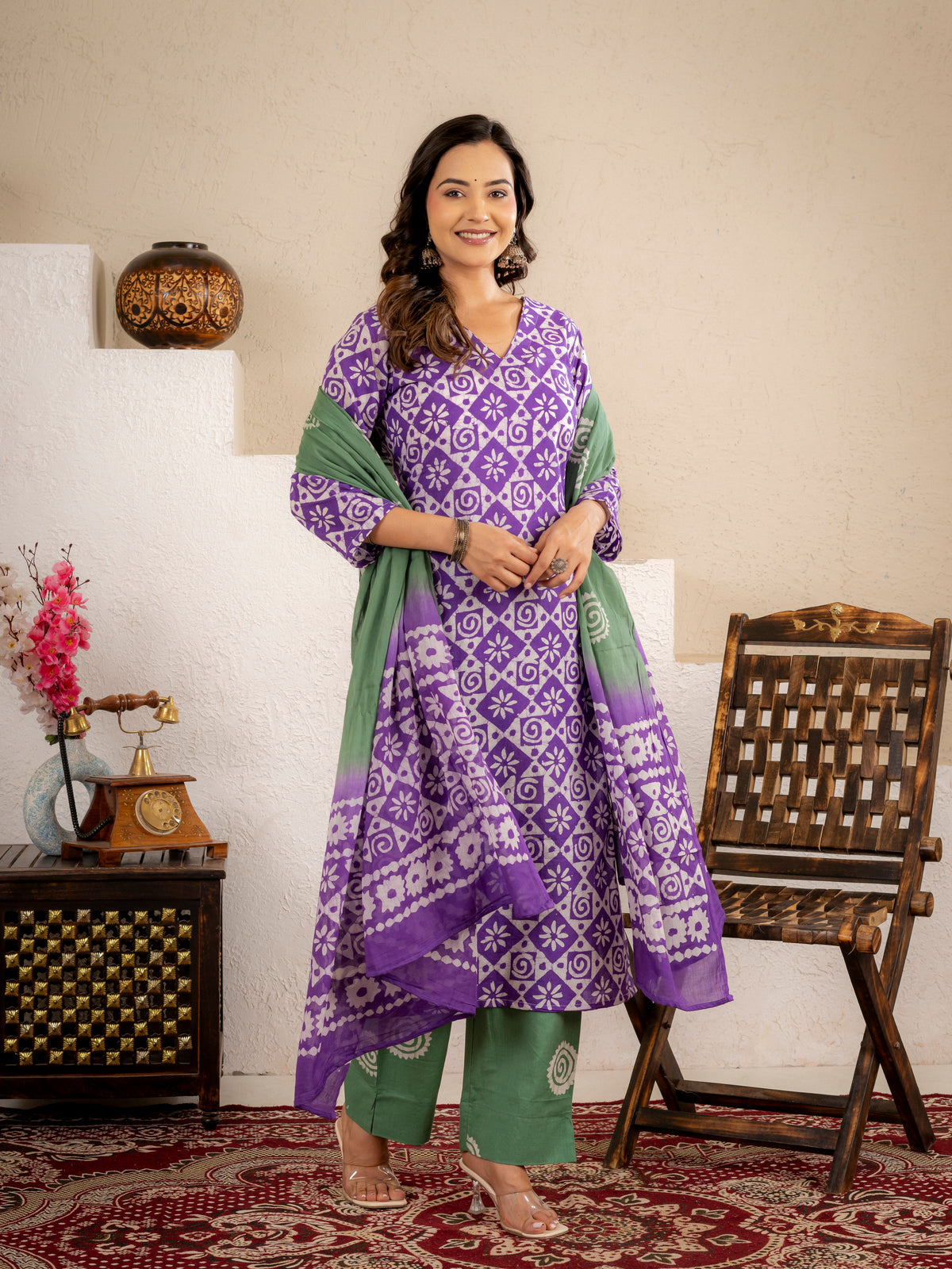 Click to view full screen Lavender Aura Cotton suit Set