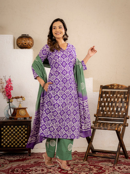 Lavender Aura Cotton suit Set