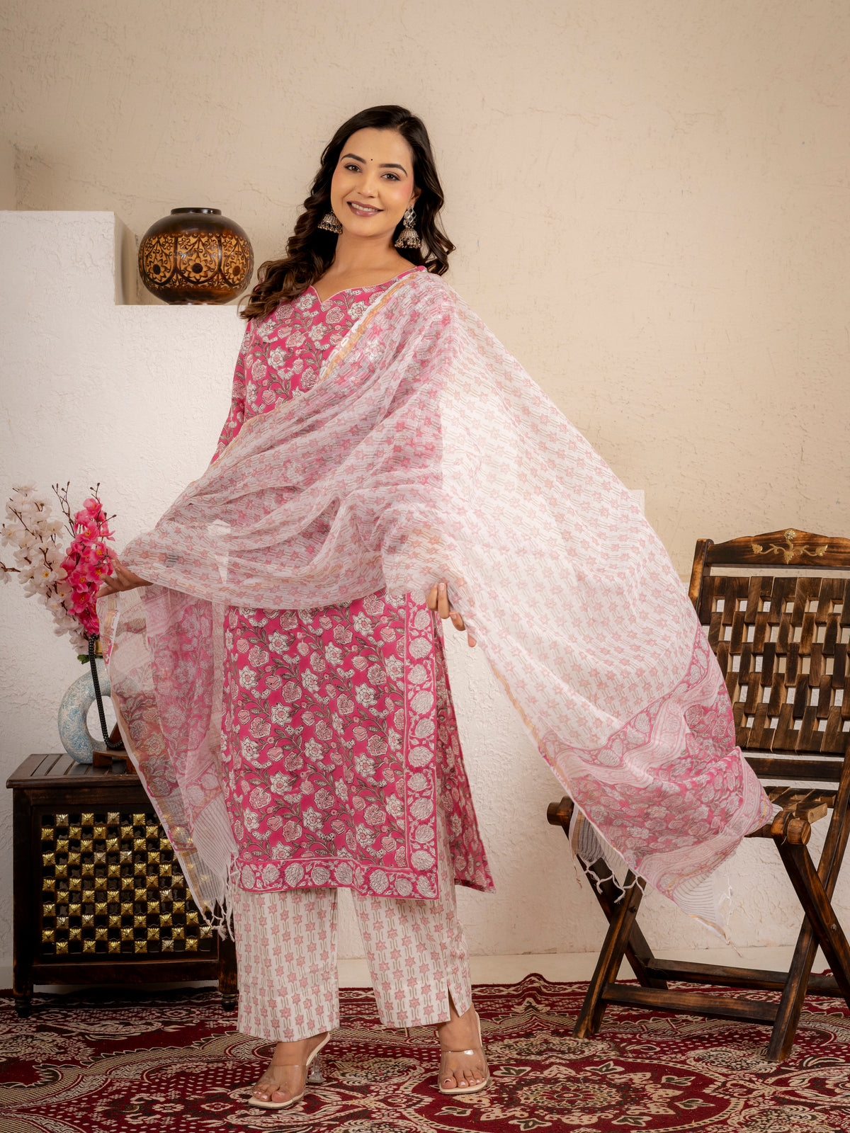 Click to view full screen Blush Pink Cotton Suit Set