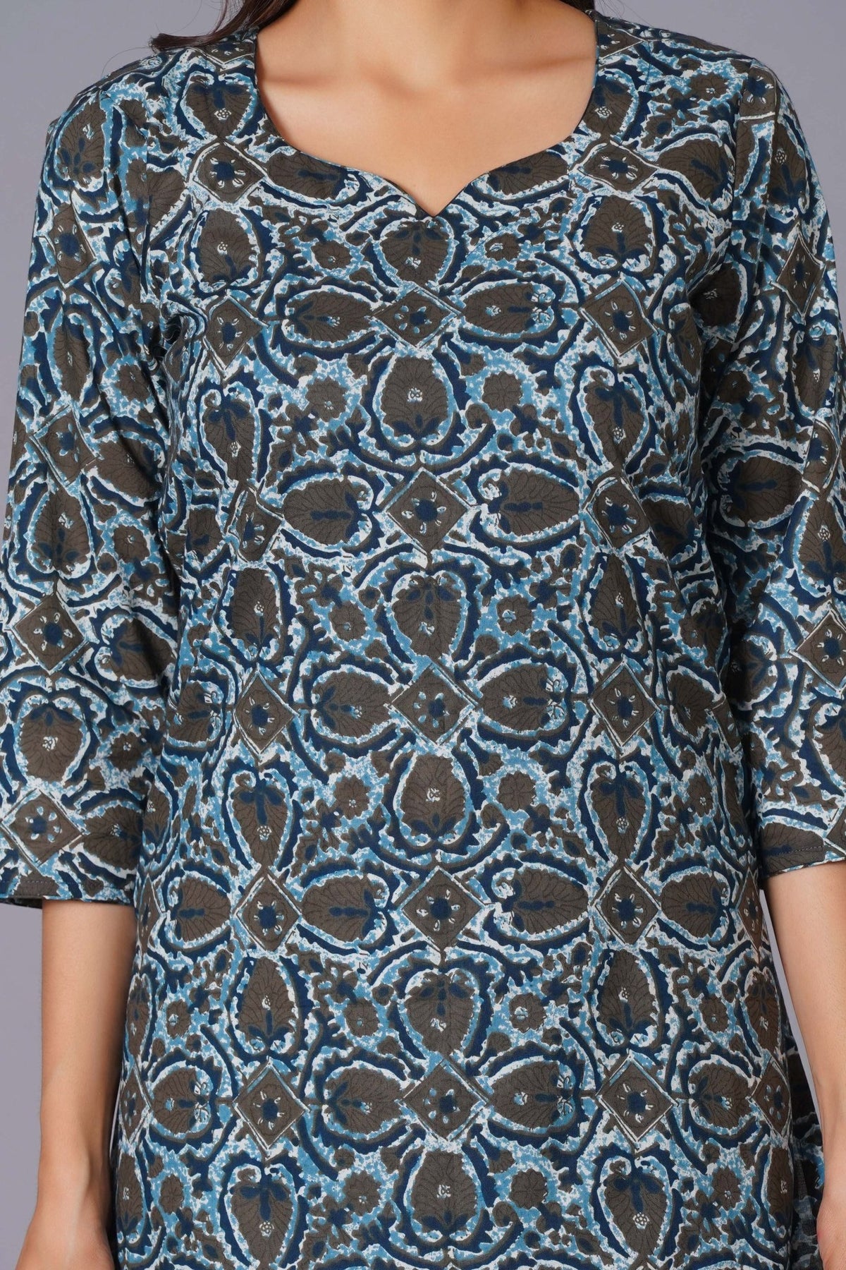 Click to view full screen Azure Geometric Bloom Cotton Suit Set - Himdim Wear