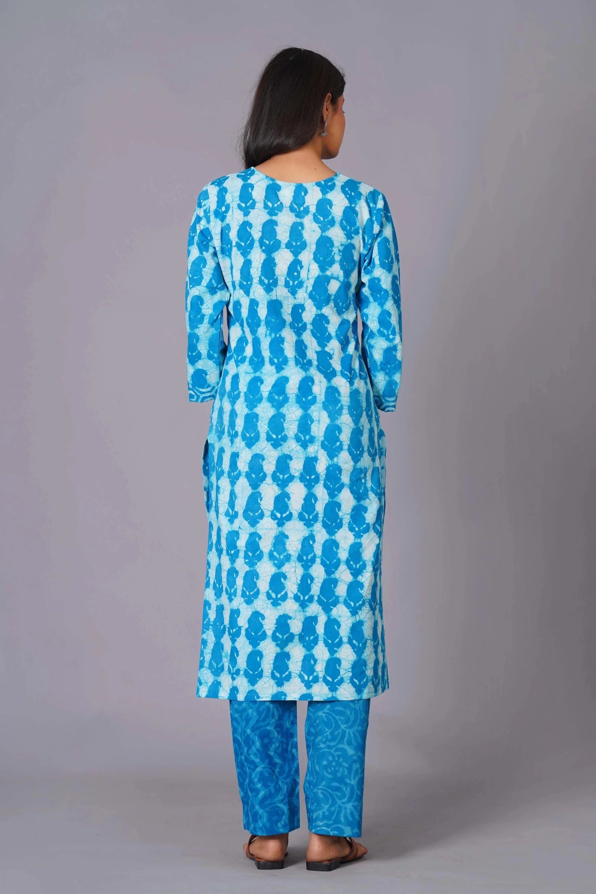 Click to view full screen Azure Tie-Dye Pure Cotton Suit Set - Himdim Wear
