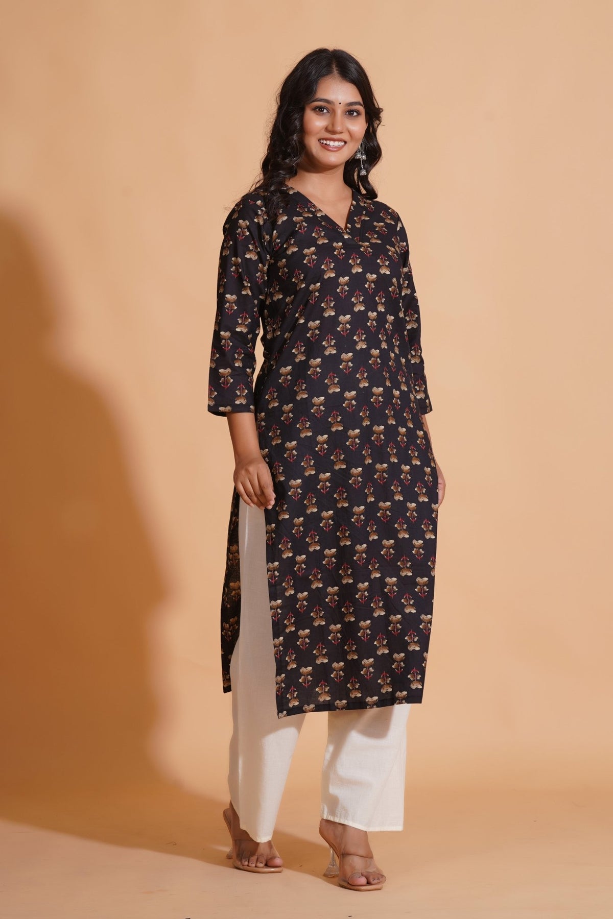 Click to view full screen Black Elegance V-Neck Kurta - Himdim Wear