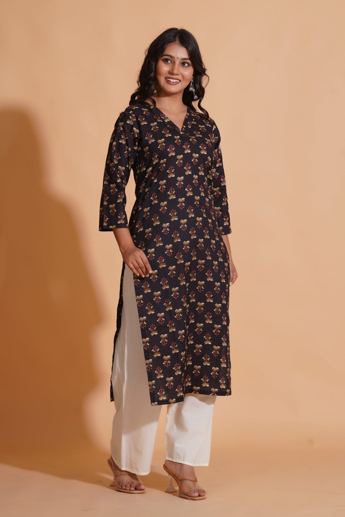 Click to view full screen Black Elegance V-Neck Kurta - Himdim Wear