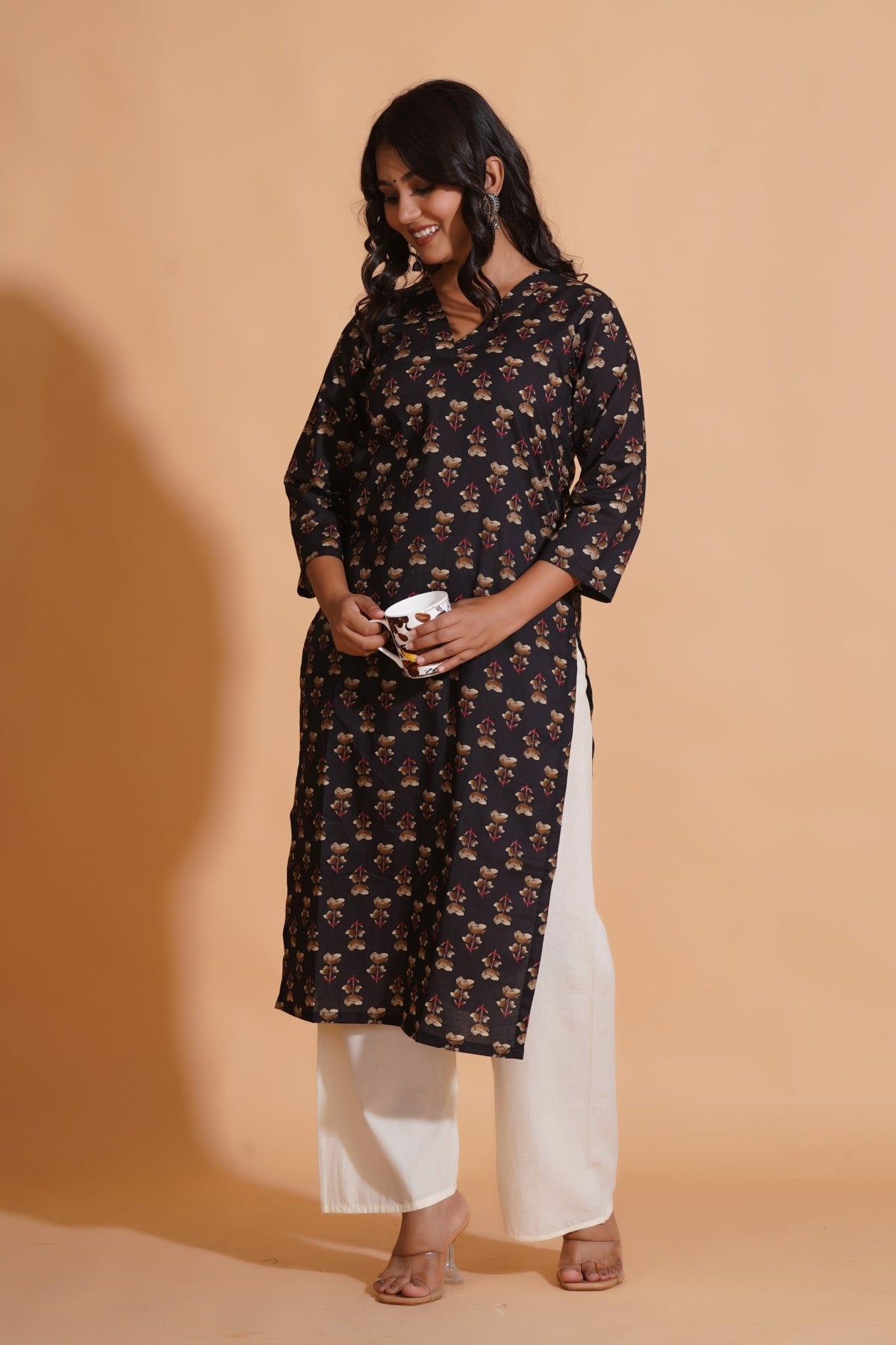 Click to view full screen Black Elegance V-Neck Kurta - Himdim Wear