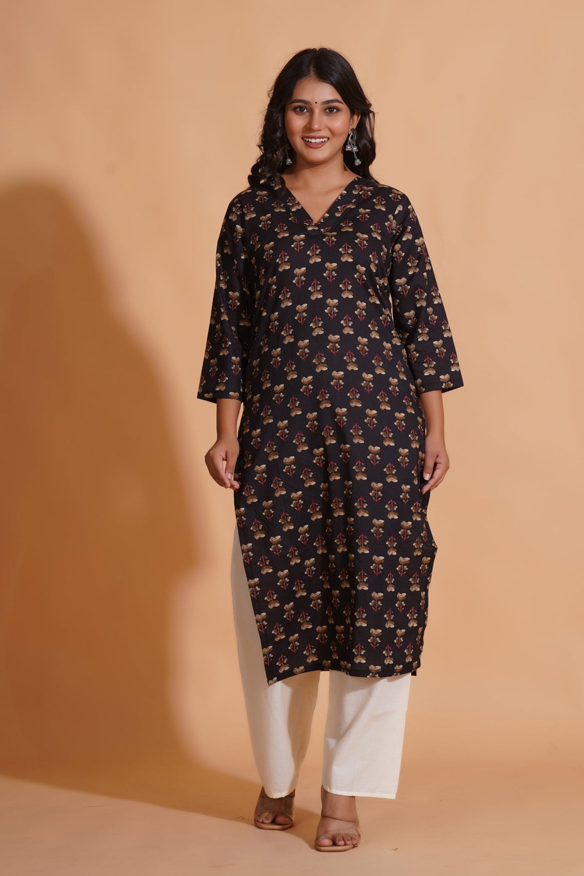 Click to view full screen Black Elegance V-Neck Kurta - Himdim Wear