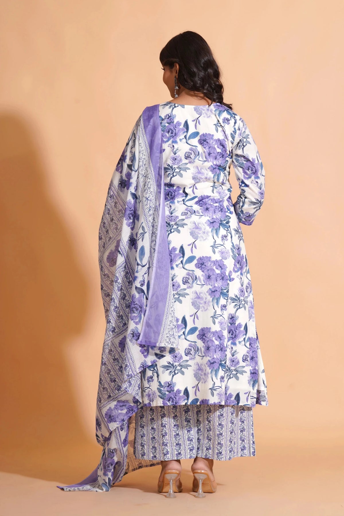 Click to view full screen Opulent Lavender A-Line Floral Suit Set - Himdim Wear