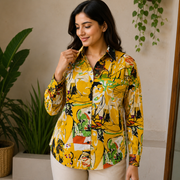 Yellow Abstract Cotton Shirt