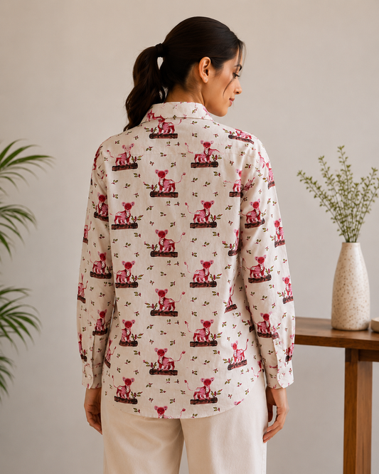 Pink Leopard Pink Cotton Shirt