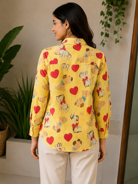 Yellow Vintage Pets & Hearts Shirt