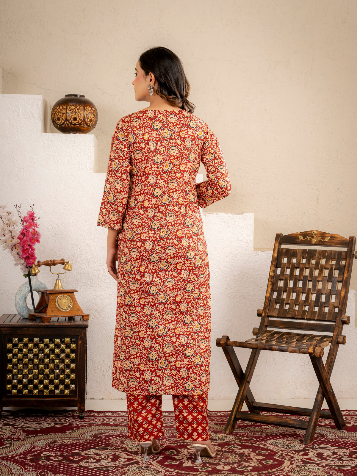 Rustic Charm Floral Printed Kurta Pant Set
