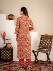 Rustic Charm Floral Printed Kurta Pant Set