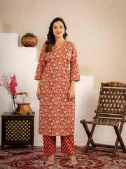 Rustic Charm Floral Printed Kurta Pant Set
