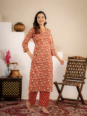Rustic Charm Floral Printed Kurta Pant Set