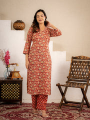 Rustic Charm Floral Printed Kurta Pant Set