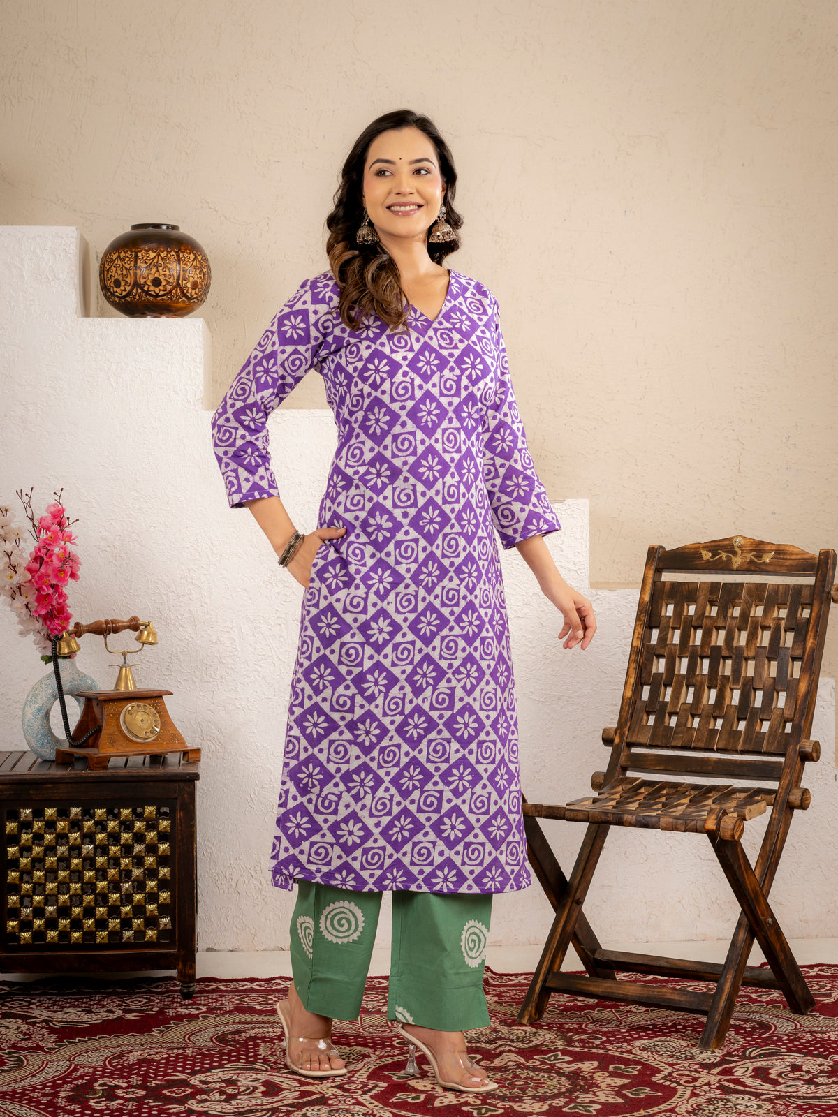 Lavender Aura Cotton suit  Set