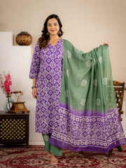 Lavender Aura Cotton suit  Set