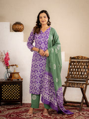 Lavender Aura Cotton suit  Set