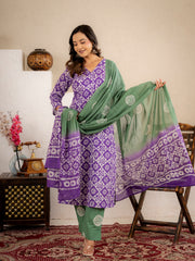 Lavender Aura Cotton suit  Set