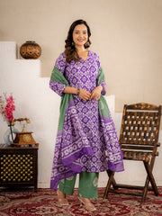 Lavender Aura Cotton suit  Set