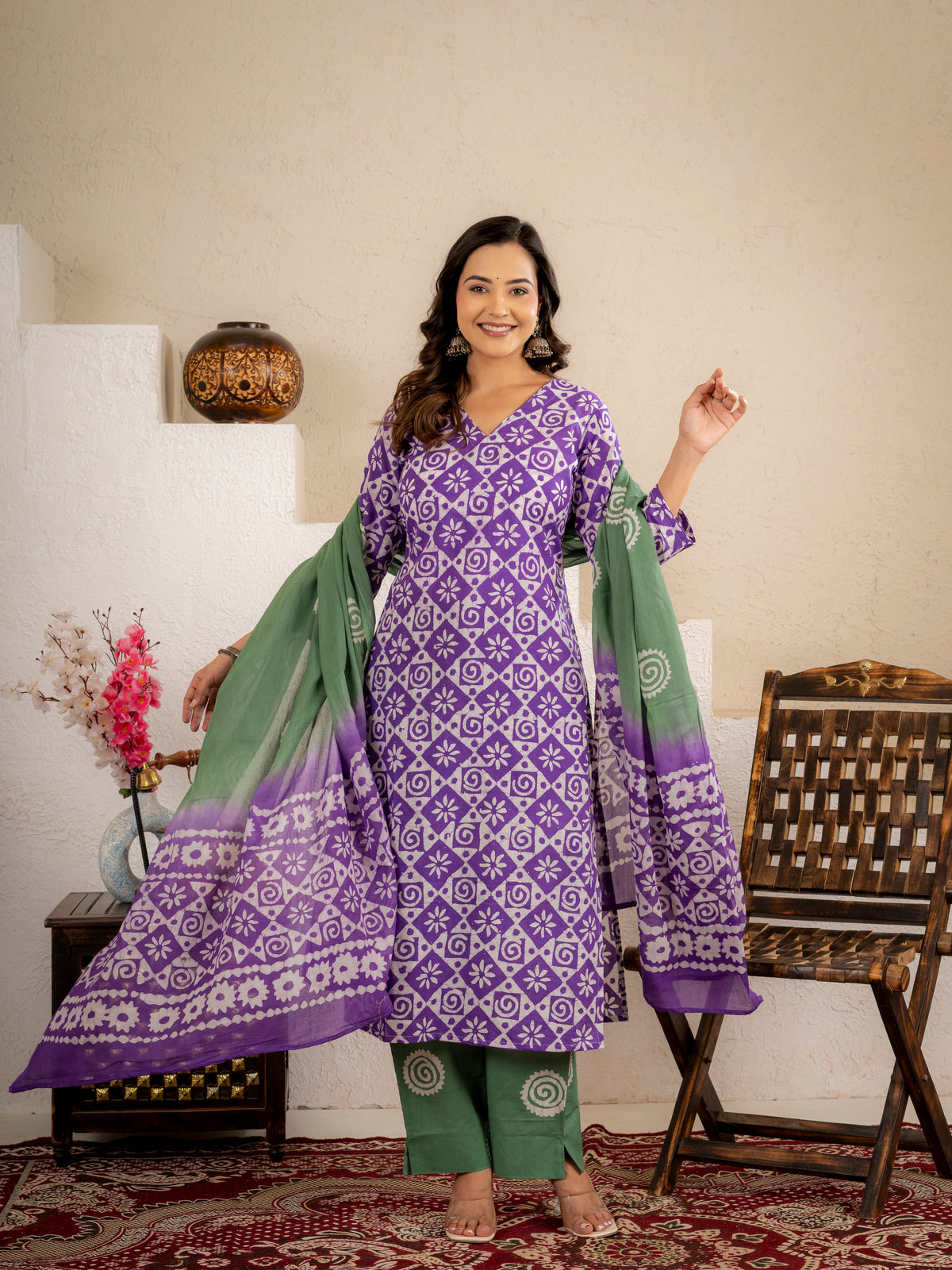 Lavender Aura Cotton suit  Set