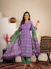 Lavender Aura Cotton suit  Set