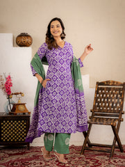 Lavender Aura Cotton suit  Set