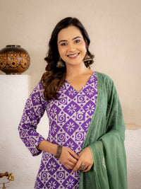 Lavender Aura Cotton suit  Set