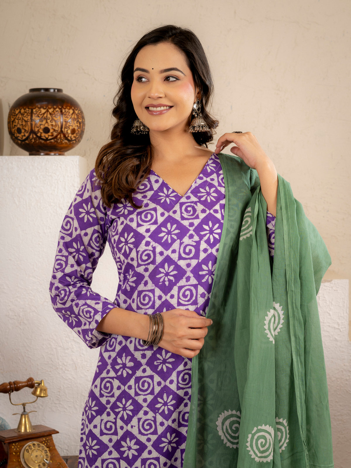 Lavender Aura Cotton suit  Set