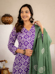 Lavender Aura Cotton suit  Set
