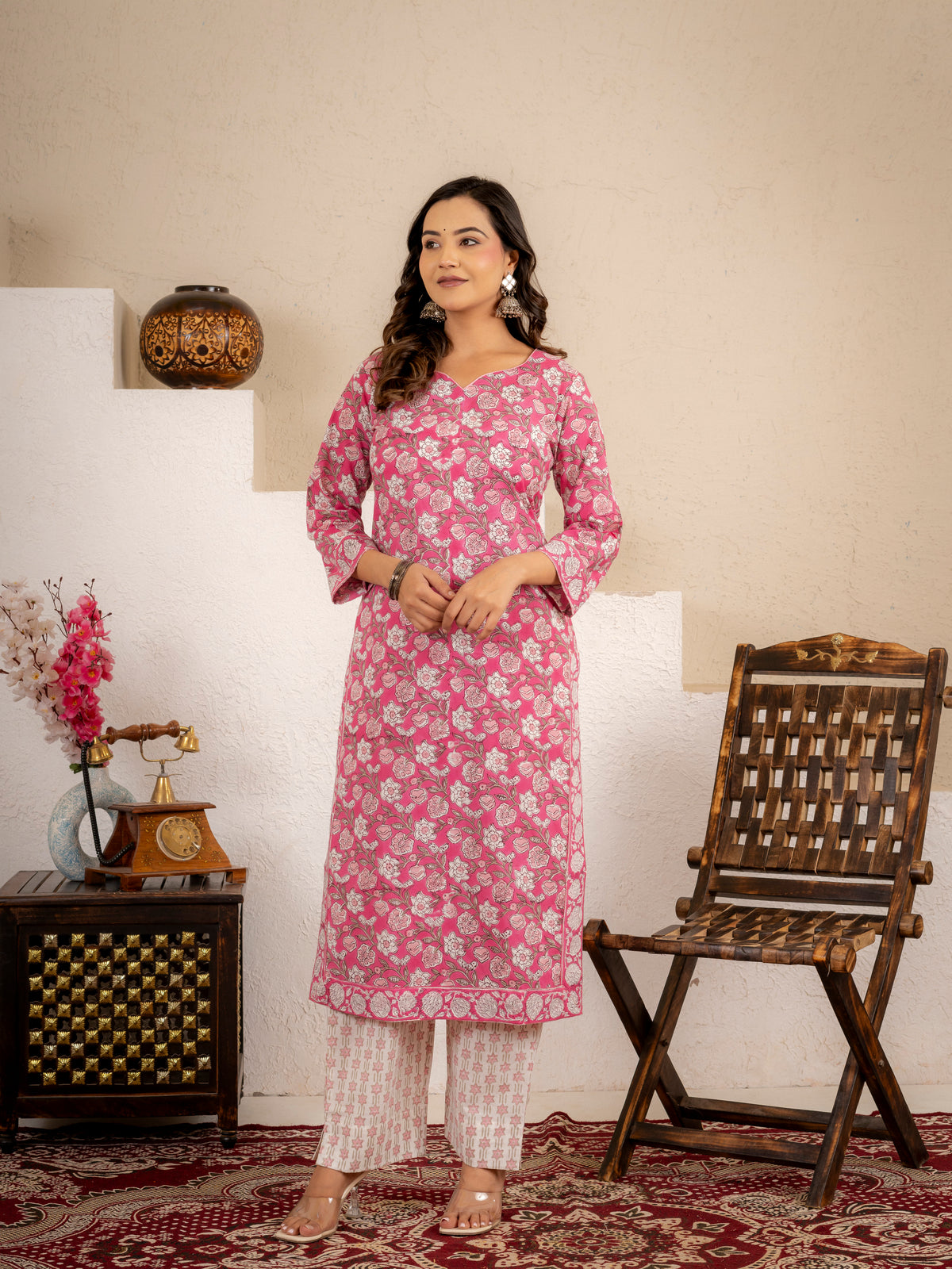 Blush Pink Cotton Suit Set