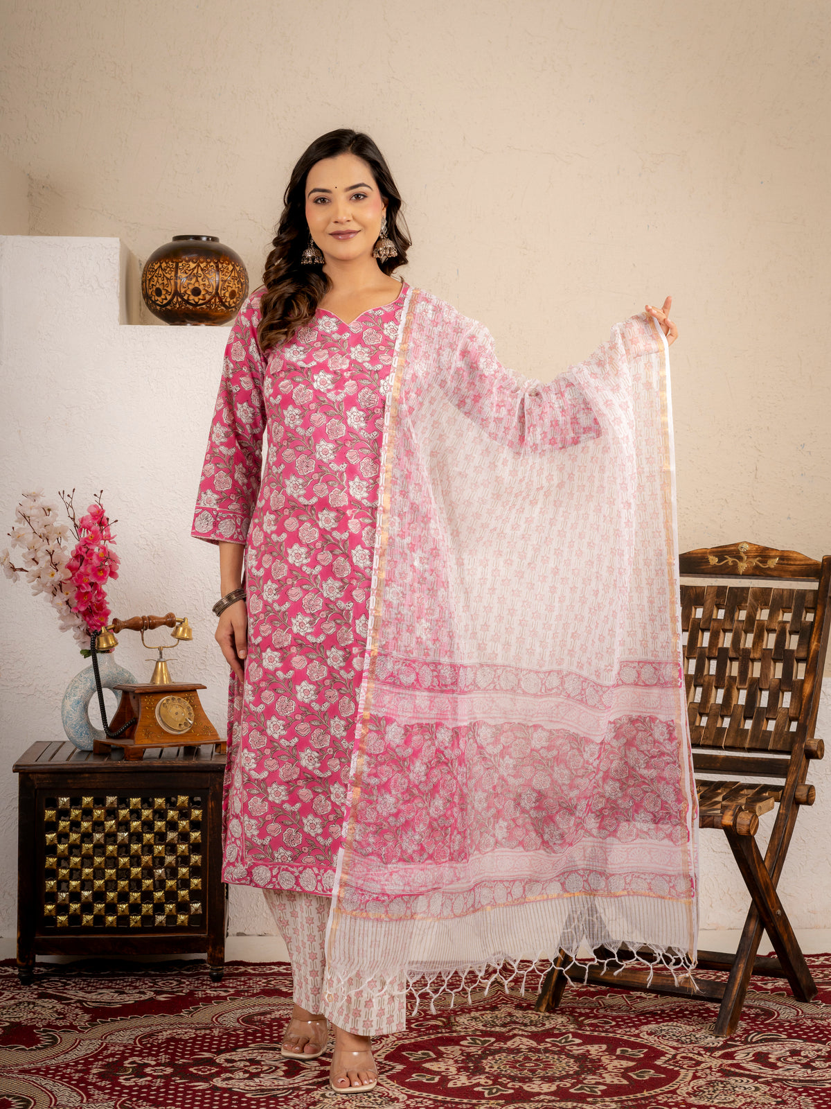 Blush Pink Cotton Suit Set