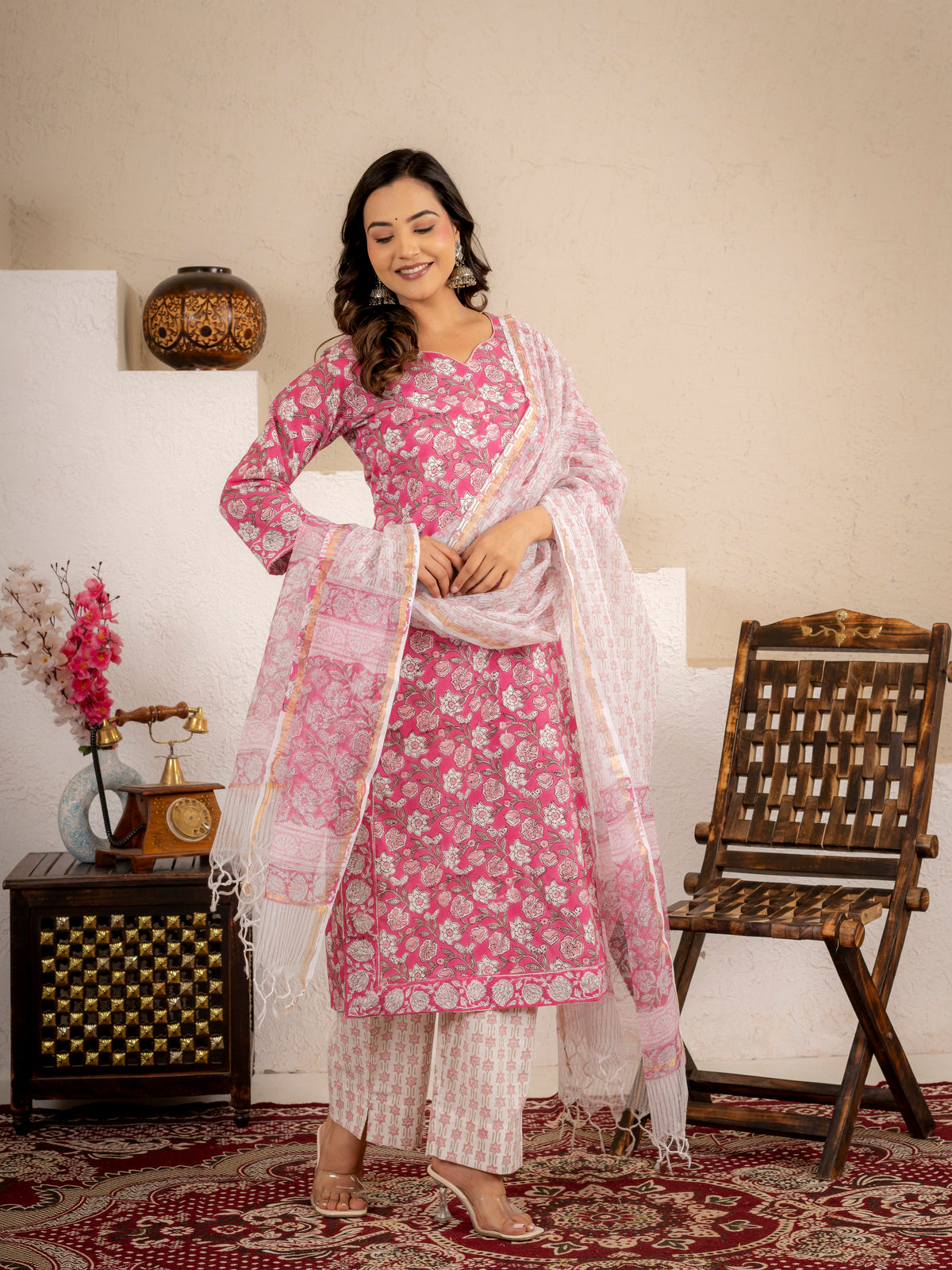 Blush Pink Cotton Suit Set