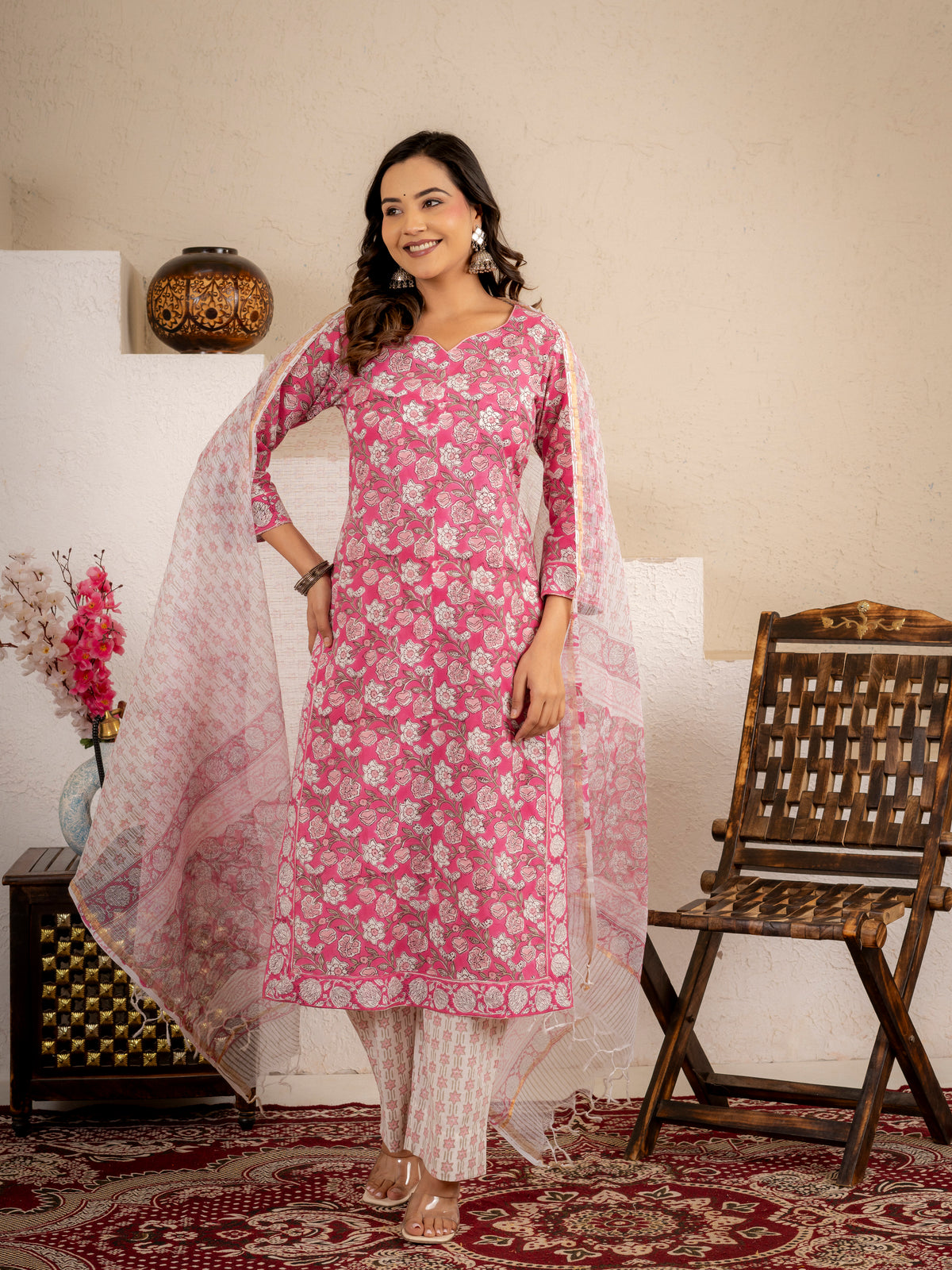 Blush Pink Cotton Suit Set