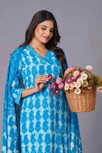 Azure Tie-Dye Pure Cotton Suit Set