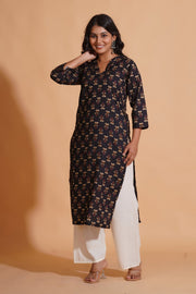Black Elegance V-Neck Kurta - Himdim Wear