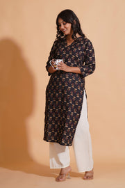 Black Elegance V-Neck Kurta - Himdim Wear