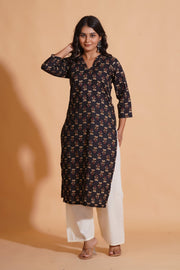 Black Elegance V-Neck Kurta - Himdim Wear
