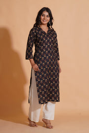 Black Elegance V-Neck Kurta - Himdim Wear