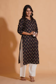 Black Elegance V-Neck Kurta - Himdim Wear