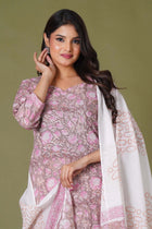 Blush Aura Handblock Floral Cotton Suit Set