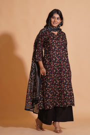 Enchanted Noir A-Line Floral Suit Set - Himdim Wear