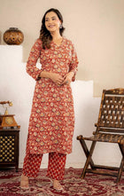 Rustic Charm Floral Printed Kurta Pant Set