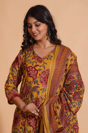 Mustard Maroon Heritage A-Line Suit Set - Himdim Wear