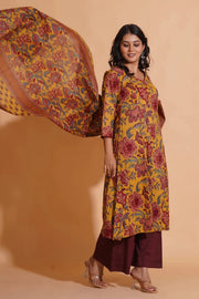Mustard Maroon Heritage A-Line Suit Set - Himdim Wear