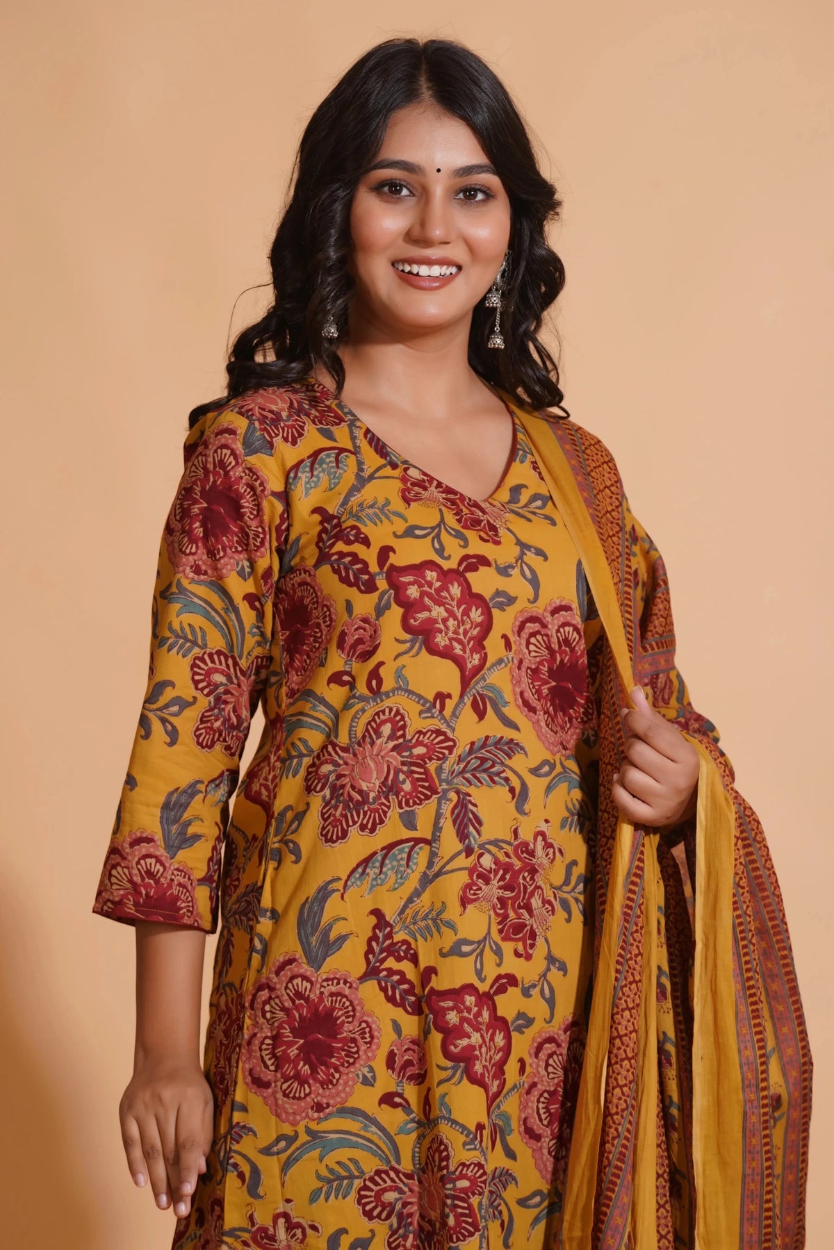 Mustard Maroon Heritage A-Line Suit Set - Himdim Wear