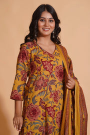 Mustard Maroon Heritage A-Line Suit Set - Himdim Wear